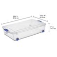 thumbnail image 2 of Sterilite 47 Liter Wheeled Latch Box, Small Clear Plastic Storage Bin with Lid, Blue Latch, 2 of 7