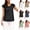 Black, variant on Tshirts Shirts for Women Lace Sleeve Hollow Short Sleeve Round Neck Loose T Shirt Women's Tops Black L