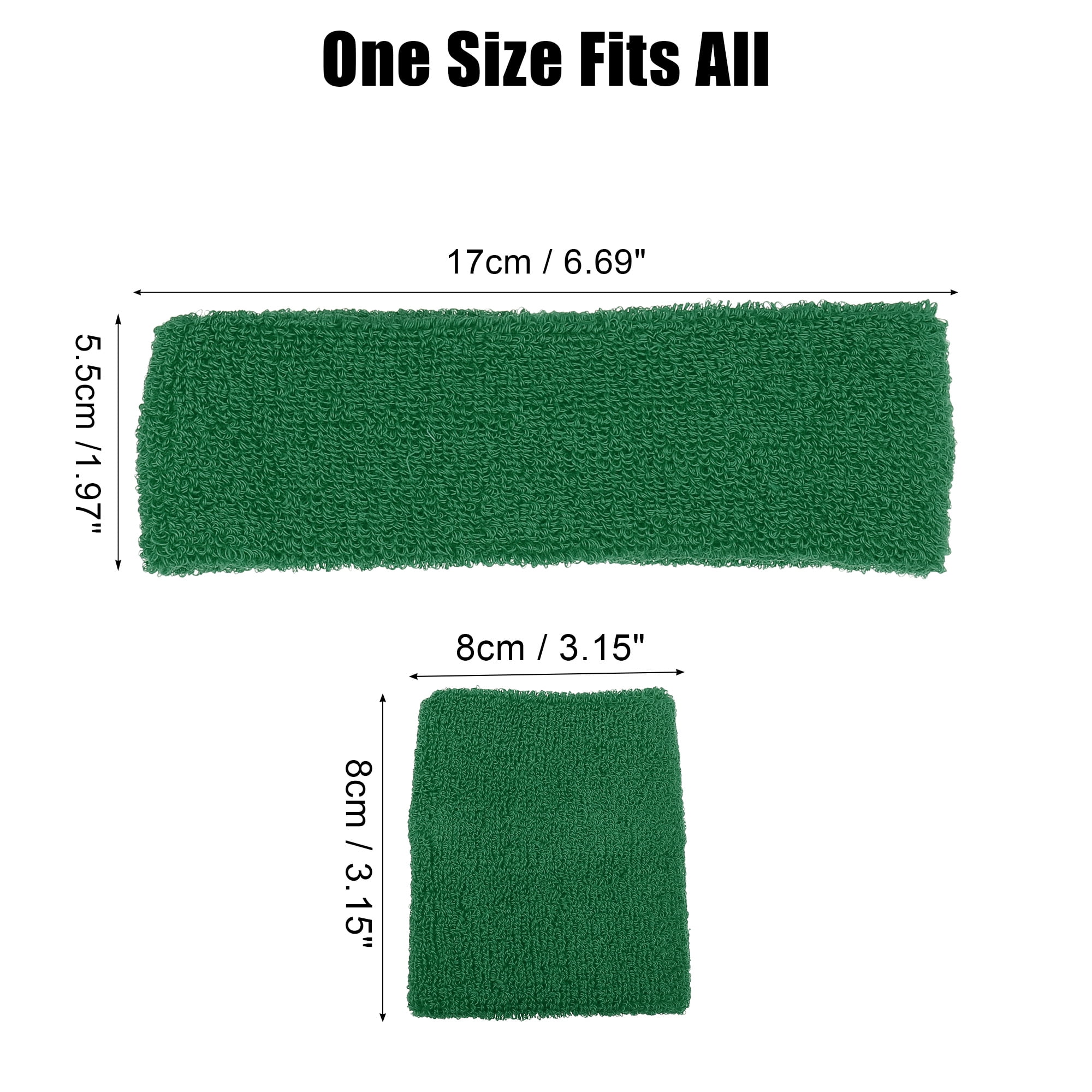 Unique Bargains 3 Pcs Sport Headband Wristband Sweatband Cotton Blend Grass Green