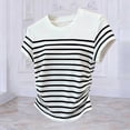 thumbnail image 5 of DeHolifer Women's T-Shirts Casual Striped Short Sleeve Crewneck Summer Lightweight Tee Shirts White M, 5 of 5