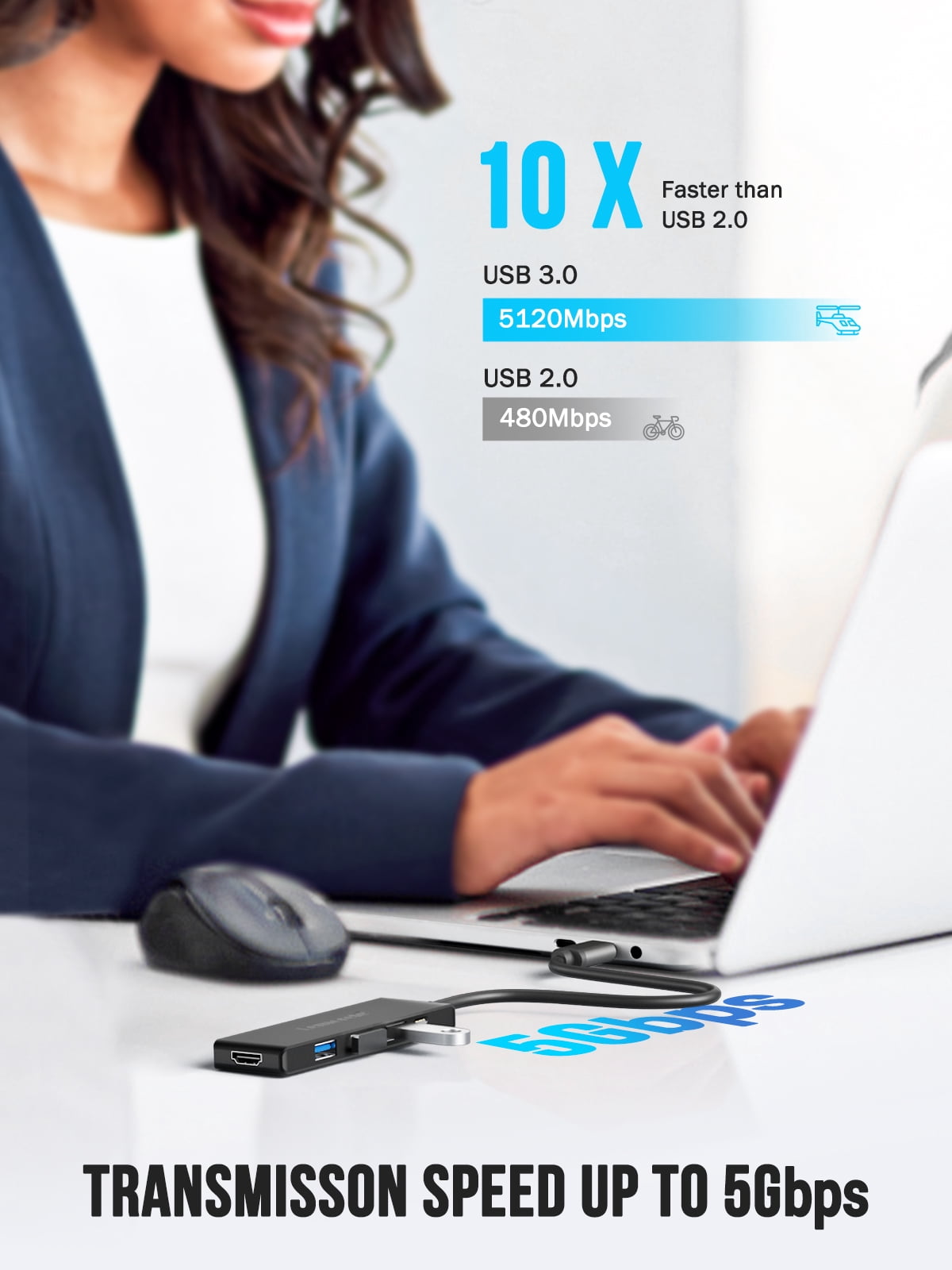 Lemorele TC22L 5-in-1 Docking Station, USB-C Dock with 100W PD Charging, 4K HDMI, USB 3.0/2.0 Data Port, USB C Hub for Laptop/Switch/MacBook/Windows,Aluminum Alloy, Gray