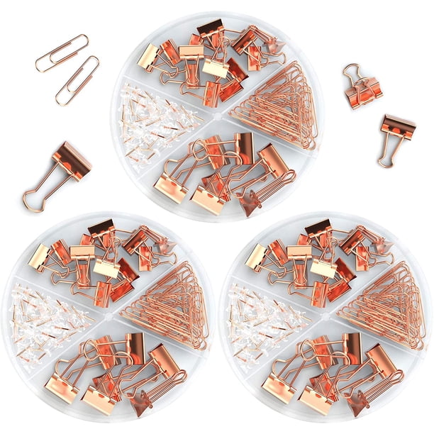 Teskyer - Juego de tachuelas para carpetas pequeñas y clips de papel, 216 piezas en total, juegos de clips de oficina con caja almacenada por separado para suministros de oficina, escuela, hogar, escritorio, varios tamaños, multicolor Zhivalor WMZL-1795-3