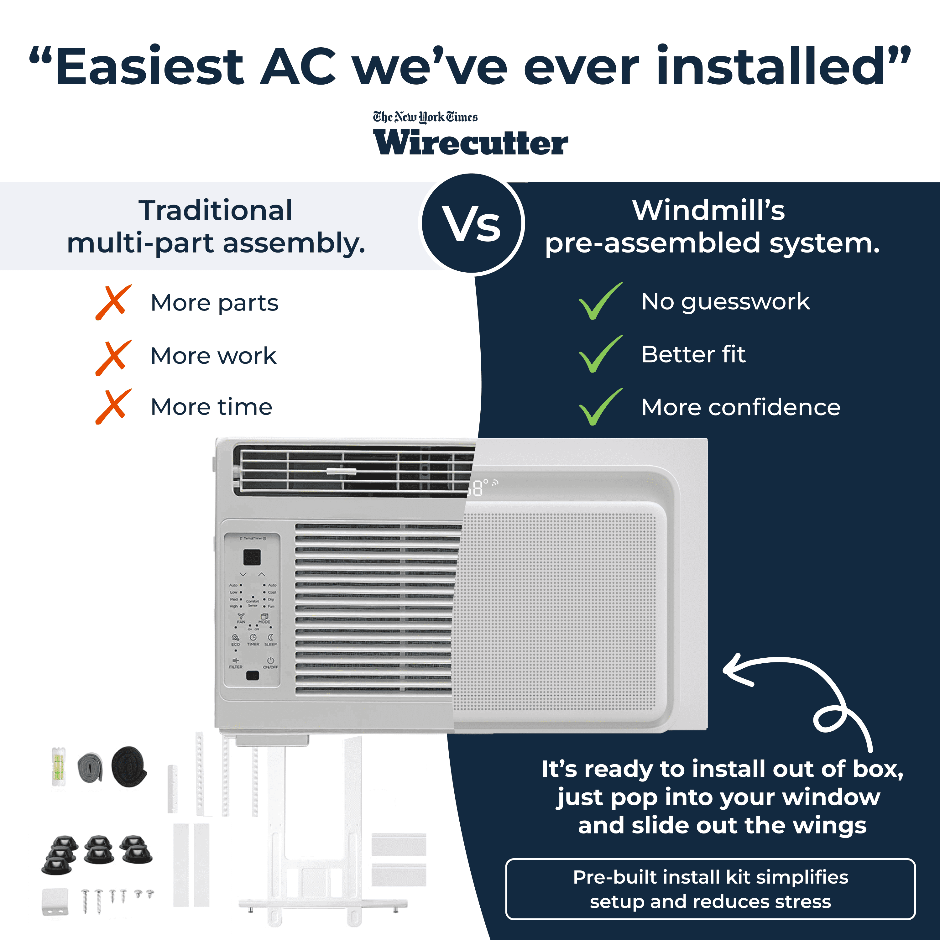 Windmill 8,000 BTU Inverter Window Air Conditioner with WhisperTech - Ultra-Quiet & Smart, Cools up to 350 Sq. Ft. - #1 Easy Install, App/Wi-Fi, Voice-Enabled, Remote Control, Energy Star