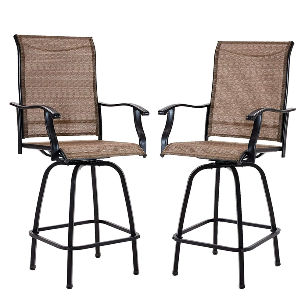 Pyramid Home Decor Set of 2 Tall Outdoor Chairs Rustic Brown