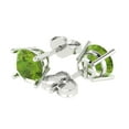 thumbnail image 2 of 14K Solid Gold Push Back Stud Earrings for Women | 4 cttw Round Cut Natural Peridot | White Gold, 2 of 5