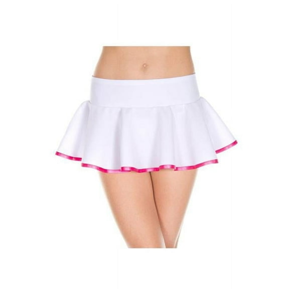 Music Legs Women's 183-WHITE-HOTPINK Striped Wavy Skirt; White & Hot Pink 183-WHITE/HOTPINK
