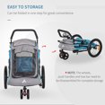 thumbnail image 6 of Aosom Dog Bike Trailer 2-In-1 Pet Stroller Cart Bicycle Wagon Cargo Carrier Attachment for Travel with 360 Swivel Wheel Reflectors Parking Brake Straps Cup Holder Blue, 6 of 9