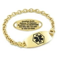 thumbnail image 1 of MedicEngraved Yellow Gold Stainless Steel Custom Medical Alert Bracelet - 5mm Oval Link, 1 of 7