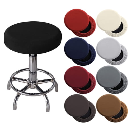 2 Pcs Round Stool Seat Covers Washable Stool Cushion Slipcover Elastic Bar Chair Covers for 12-14 Inch Chair  Dark Brown