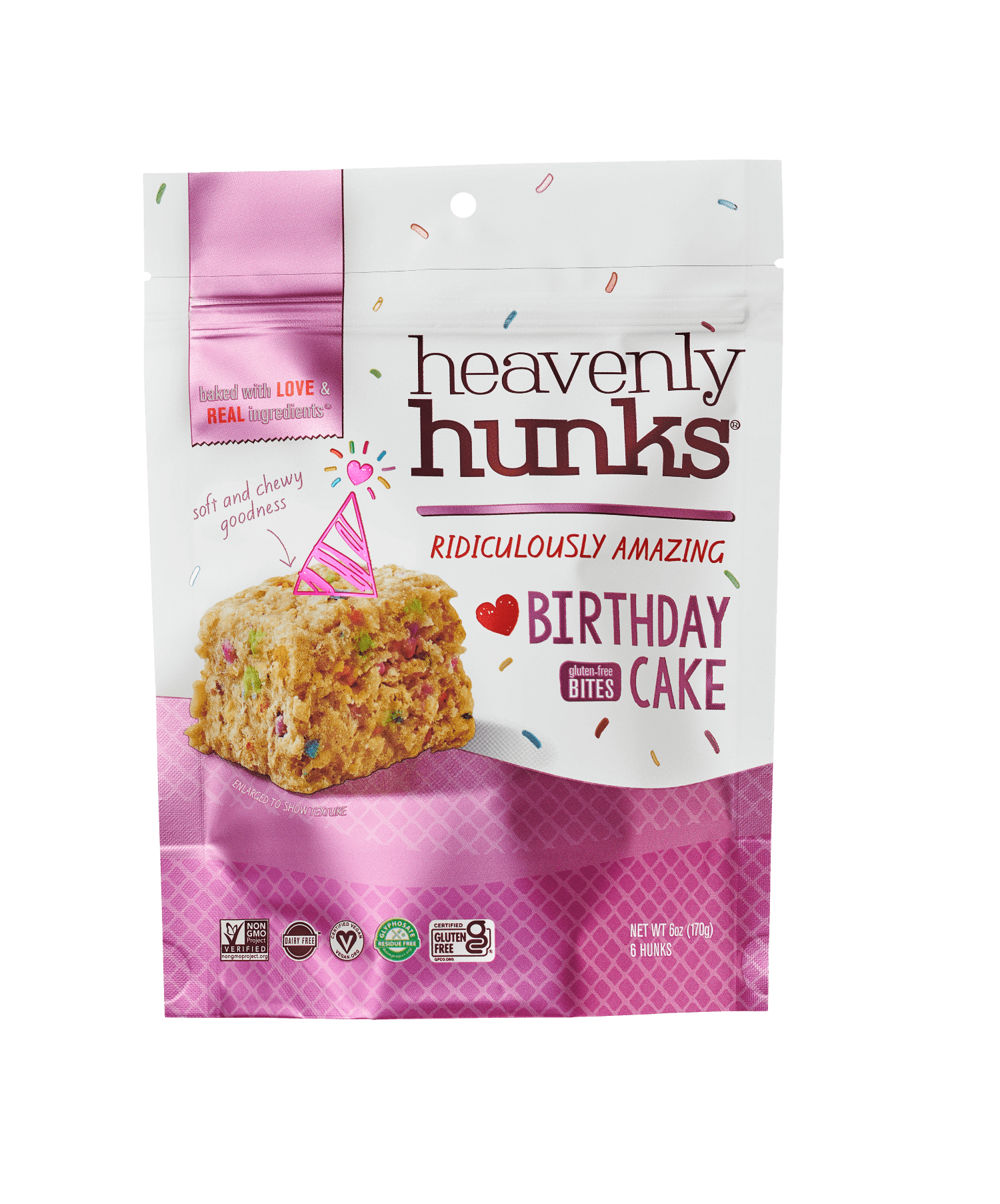(3 pack) E & C's Snacks Heavenly Hunks Gluten Free, Vegan Baked Birthday Cake Cookies, 6 oz, 6 Count