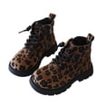 thumbnail image 2 of Dakaela 3.5-11.5Y Little Big Kids Leopard Print Combat Boots Lace Up Side Zipper Ankle Booties for Boys Girls, 2 of 8