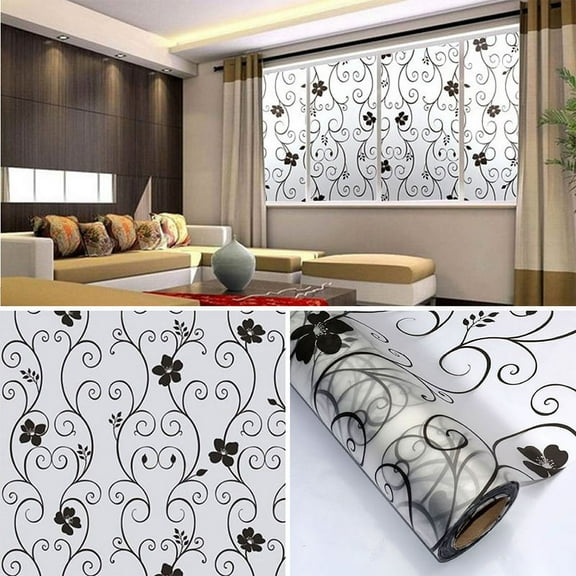 Window Film, Window Privacy Film, Window Vinyl Glass Covering, Stained Glass Decorative Film, Window Film Privacy Frosted, Static Window Clings, Non-Adhesive, No-Glue