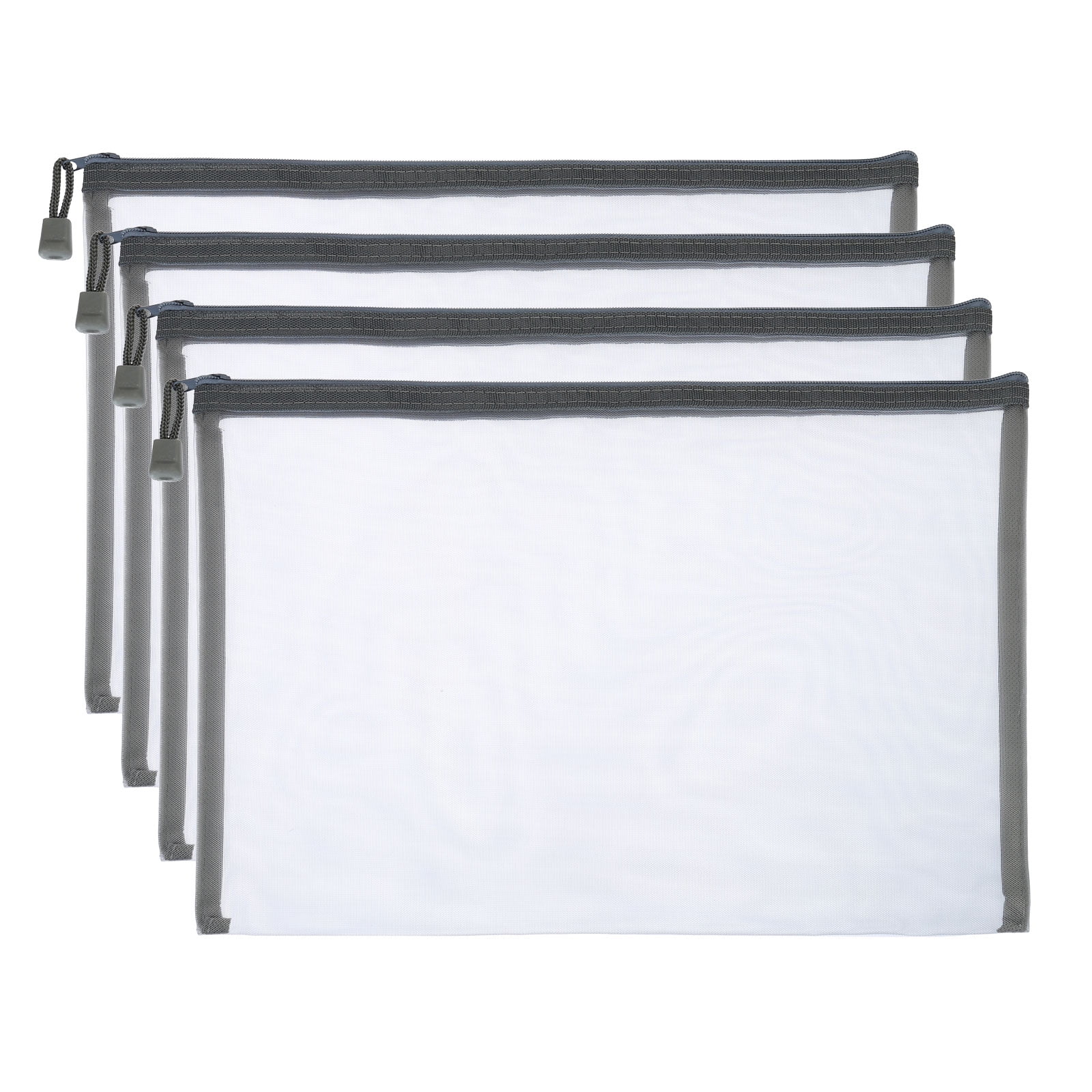 Uxcell Mesh Zipper Bags, A4 Travel Cases Nylon Makeup Pouches, Gray 4