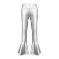 thumbnail image 6 of iiniim Kids Girls Shiny Dance Trousers Ruffle Hem Bell-bottom Jazz Dancewear High Waist Long Pants Size 6-16 Silver 10, 6 of 7