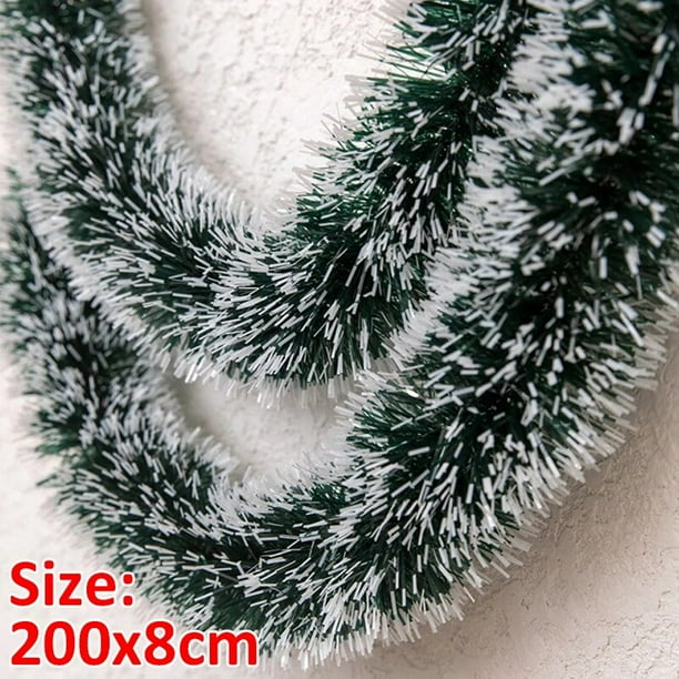 Guirnalda de cinta de decoración navideña, adornos de árbol de Navidad, tiras de flores de tracción, ratán verde y blanco, suministros de decoración de fiesta de boda, 2M