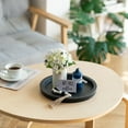 thumbnail image 3 of Hanobe Black Coffee Table Tray，Round Wood Decorative Tray Candle Plate Holder Centerpiece Home Decor，Ottoman Serving Tray for Bathroom Kitchen Counter, 3 of 10