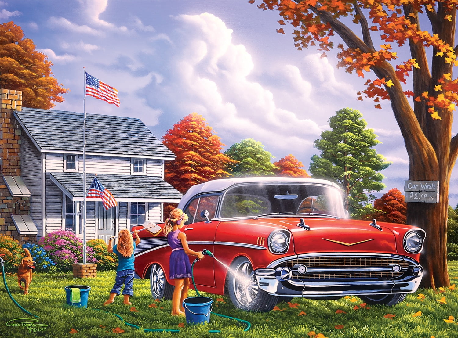 Buffalo Games 1000-Piece Geno Peoples Classic Car Wash Jigsaw Puzzle