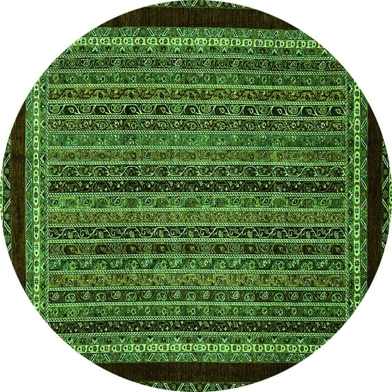 Ahgly Company Indoor Round Abstract Green Modern Area Rugs, 8' Round