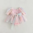 thumbnail image 3 of Ropa de verano para bebés de 0 a 2 años, bonito vestido de tul de arcoíris para niñas pequeñas, vestido de princesa con cuello cuadrado, vestido de una pieza para niñas, 3 of 6