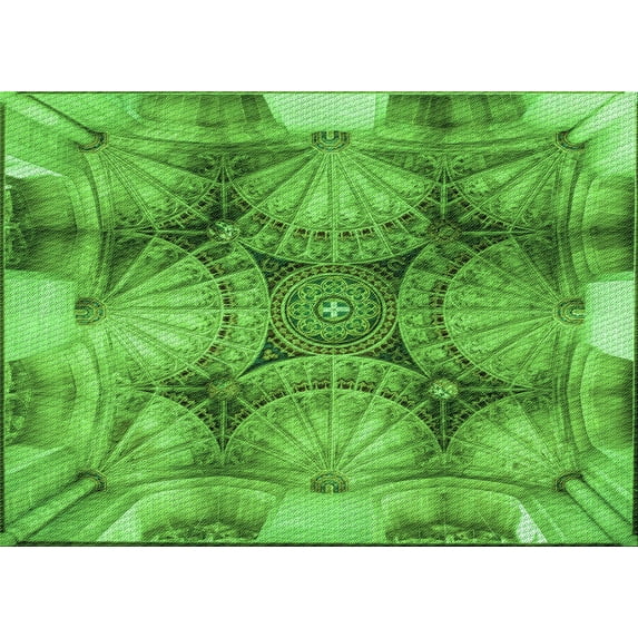 Ahgly Company Indoor Rectangle Patterned Nebula Green Area Rugs, 2' x 3'