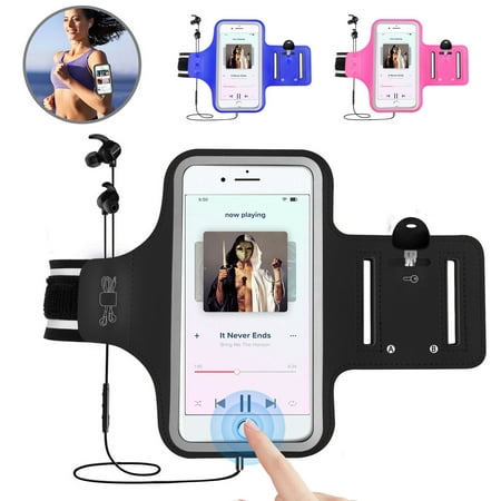 EEEKit Running Armband & Phone Holder for iPhone X Xs Xs Max Xr 8 7 Plus, Galaxy S10/S9/S8 Plus, Note 9/8 with Adjustable Elastic Band, Headphone Cutout & Key/Card
