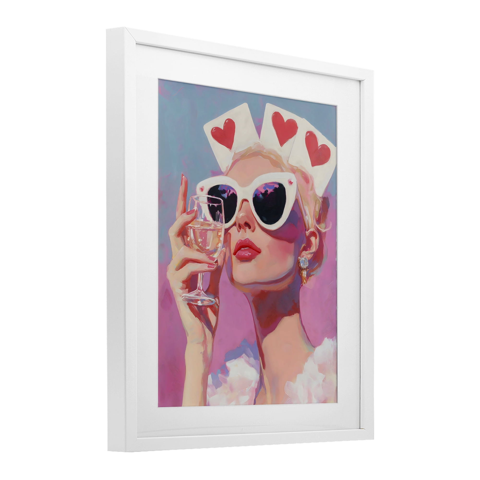 Stupell Industries Queen of Hearts Retro Glam White Framed Print Under Glass, design by The Prints Vibe