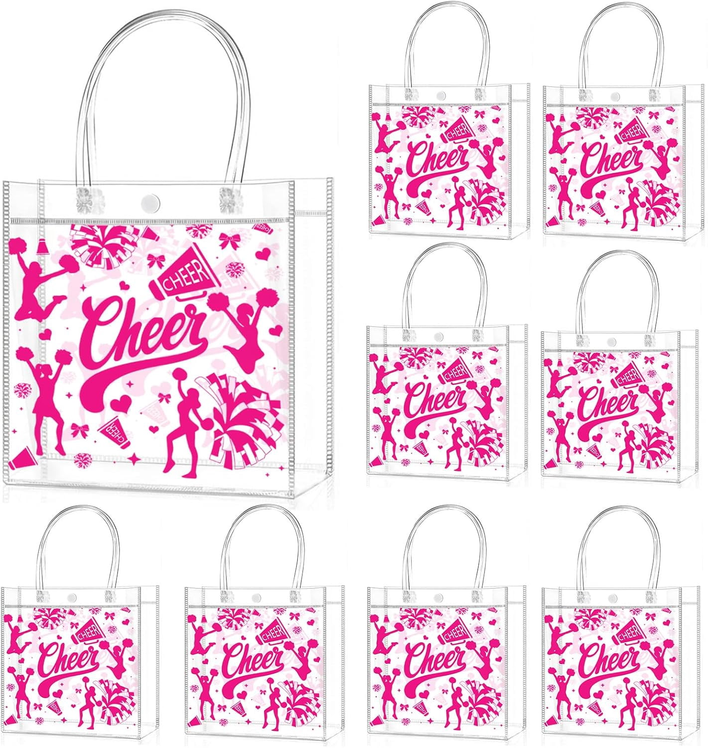 24 PCS Football Goodie Bags Double-Sided PVC Clear Bag Snack Candy Treat Gift Bags with Handle for Super Bowl Party Supplies Football Party Favors Birthday Holiday Decorations