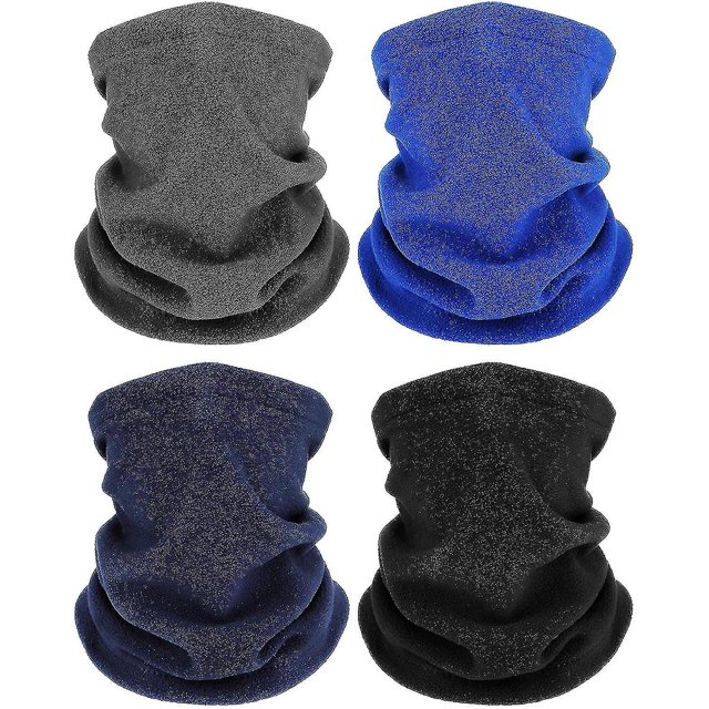 4 piezas calentadores de cuello de invierno polaina de lana cubierta facial a prueba de viento (negro, azul, gris oscuro, azul marino)