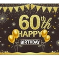 thumbnail image 3 of Black and Gold Glittery 60th Happy Birthday Banner Backdrop Background Party Decors Photo Props for Birthday Celebrations Party Supplies Events Decorations, 3 of 7
