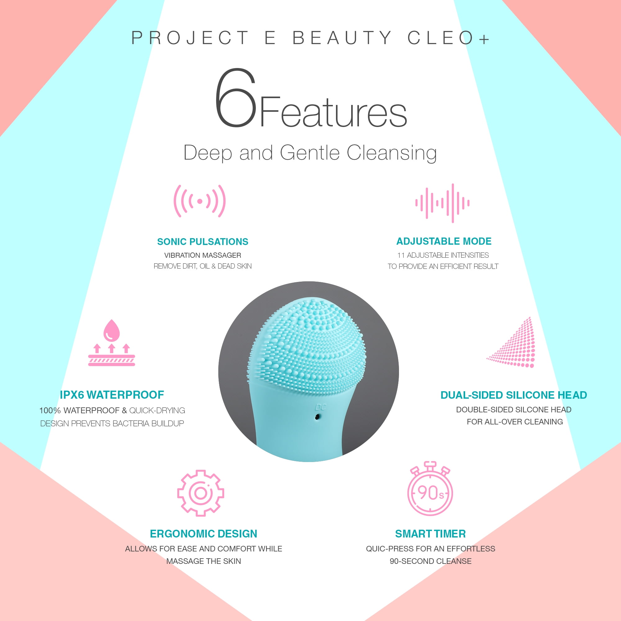 Project E Beauty CLEO+ | Sonic Facial Cleanser | Gentle Pore Cleansing | Exfoliating | Normal Skin
