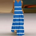 thumbnail image 2 of QIPOPIQ Robe Longue d'Été Ample pour Femme à Col en V, Rayée, Sans Manches, Fendue, Robe Maxi de Plage avec Poches, 2 of 5
