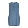 thumbnail image 6 of Bnwani Denim Dresses for Women,Women's Dresses,Casual,Ruched,Sleeveless,Crew Neck,Blue,L, 6 of 7