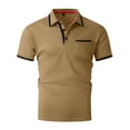 thumbnail image 5 of Huresd Men's Golf Polo Shirts Short Sleeve Collar Shirt Khaki 2XL, 5 of 8