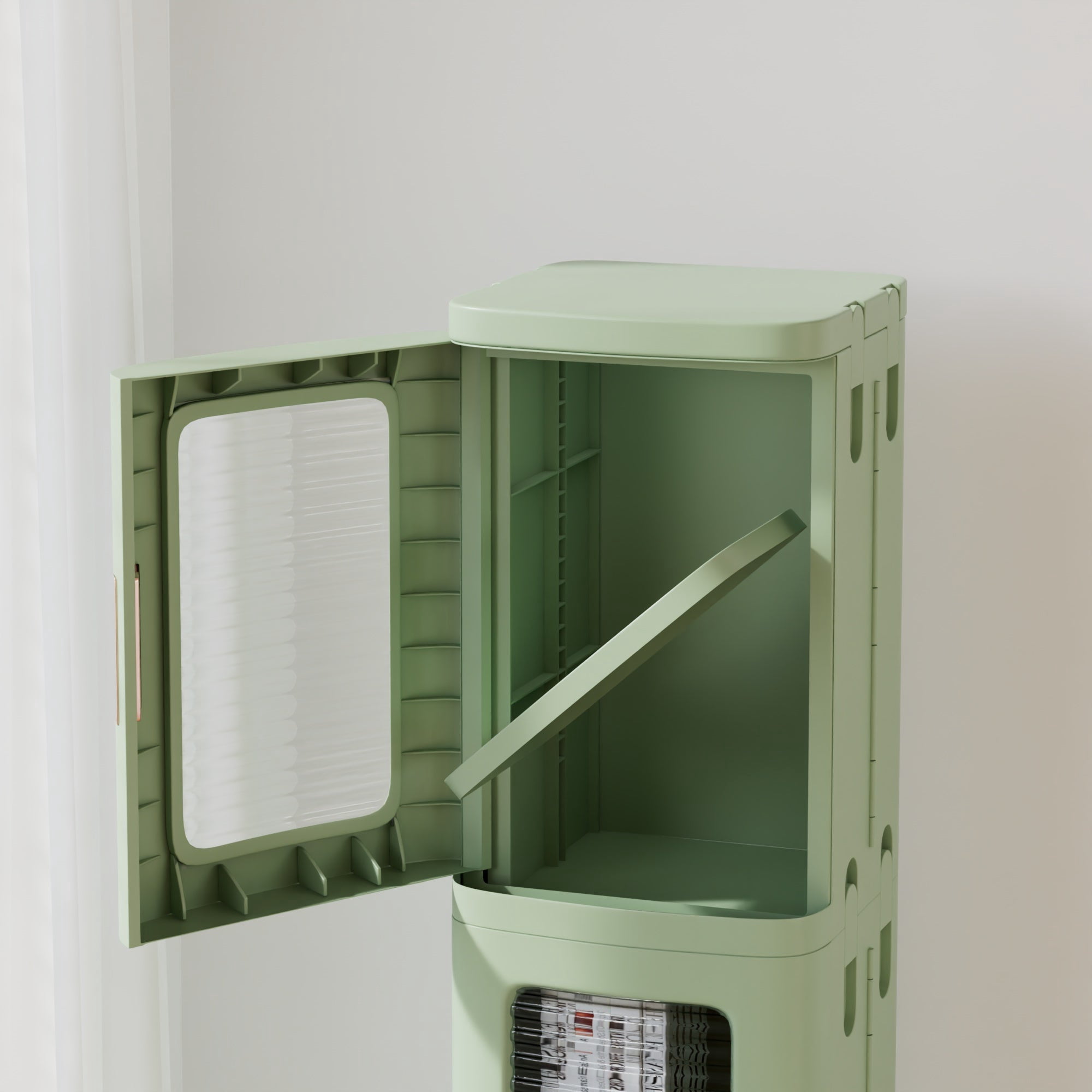 VECELO 65.4 in Folding Stackable Box Organizer with Wheels, Light Green, Set of 4 Count Pack