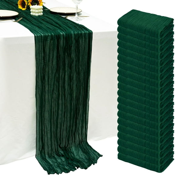 Juego de 20 manteles de mesa de estopilla, color verde esmeralda, 55 x 300 cm, de Seveups