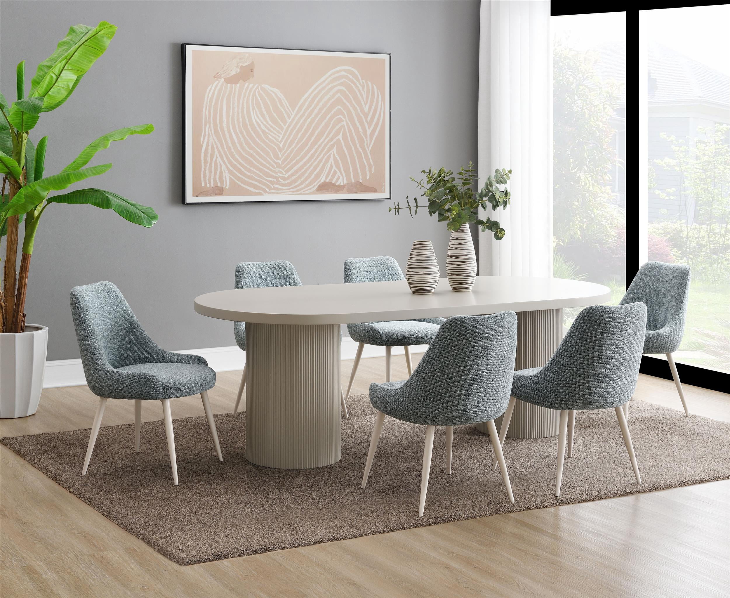 ACME Laela Contemporary Wood Oval Dining Table in Bone White