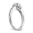thumbnail image 6 of Solid 14K White Gold Three Stone Diamond Side-Stones with CZ Cubic Zirconia Center Stone Engagement Ring Size 7.5, 6 of 8