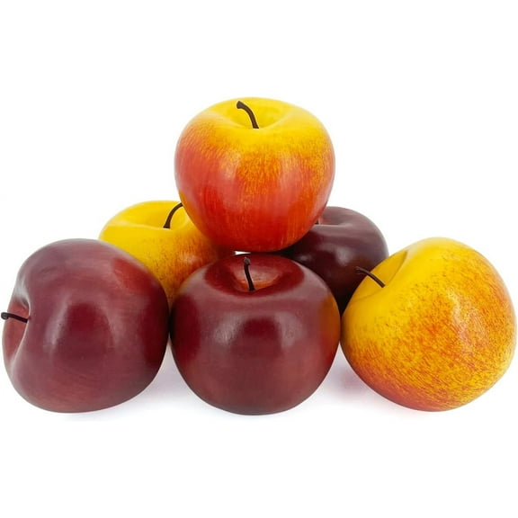 6 Pcs Artificial Apples, Fake Fruits Apples for Decoration Realistic, Artificial Fruits Lifelike Red Apples Faux Fruits for Kitchen Display Prop Fruits