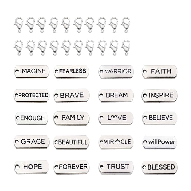Dijes colgantes,Palabras inspiradoras,dijes,colgantes y llaveros,Dijes motivacionales grabados con cierre de langosta,Accesorios para hacer joyas,colgantes para bolsos,Colgantes,suministros