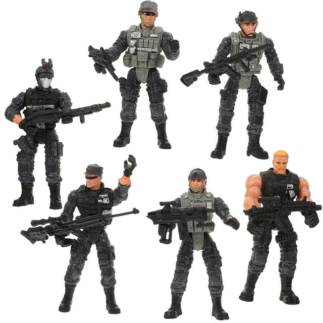 Juego de simulación de soldado de juguete educativo de 6 piezas con armas y modelos para escenas.