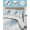 thumbnail image 4 of Quilts Queen Size Bedding Set, Blue Jellyfish Coastal Lightweight Quilted Comforter, Summer Beach Nautical Coral Soft Reversible Bedspread Coverlet with Pillow Covers for All Season, 90" x 96", 4 of 7