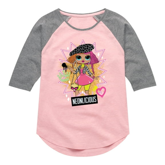 LOL OMG! Fashion Dolls - Neonlicious - Toddler & Youth Girls Raglan Graphic T-Shirt