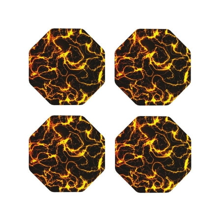 

Tideii Orange Lightning for Leather Coasters 4 Pieces Anti-fouling and Anti-scalding Decorative Coasters Suitable for Restaurants Kitchens Coffee Shops-Octagon