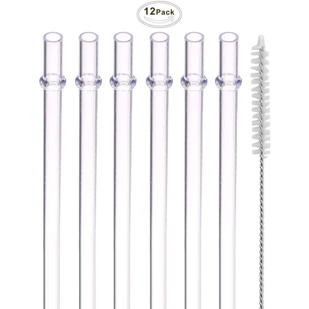 10' Long Clear Reusable Tritan Plastic Replacement Drinking Straws for