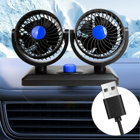 

Usloyux Clearance Car Mounted Fan Dual Head Rotating Small Fan 5V/12v/24v Truck Supplies Large Wind Coolings Silent Desktop Electric Fan Black