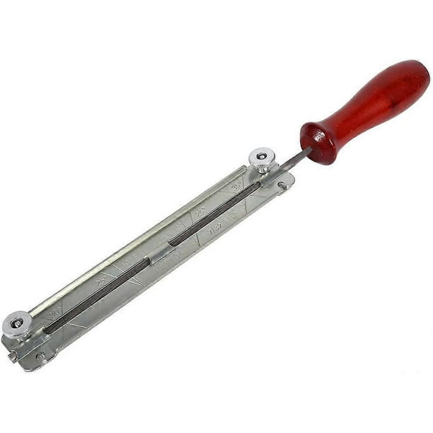 ZHAOCHENG Juego de limas de acero para afilar motosierras, soporte para herramientas de motosierra con mango redondo, soporte para herramientas de cadena redonda con mango de madera (5,5 mm)