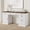 Brown White, variant on Office Desk 60" with Charging Station – Modern Executive Computer Desk, File Cabinet & Drawers, Grey  60.0”L x 21.6 "D x 30.0" H)