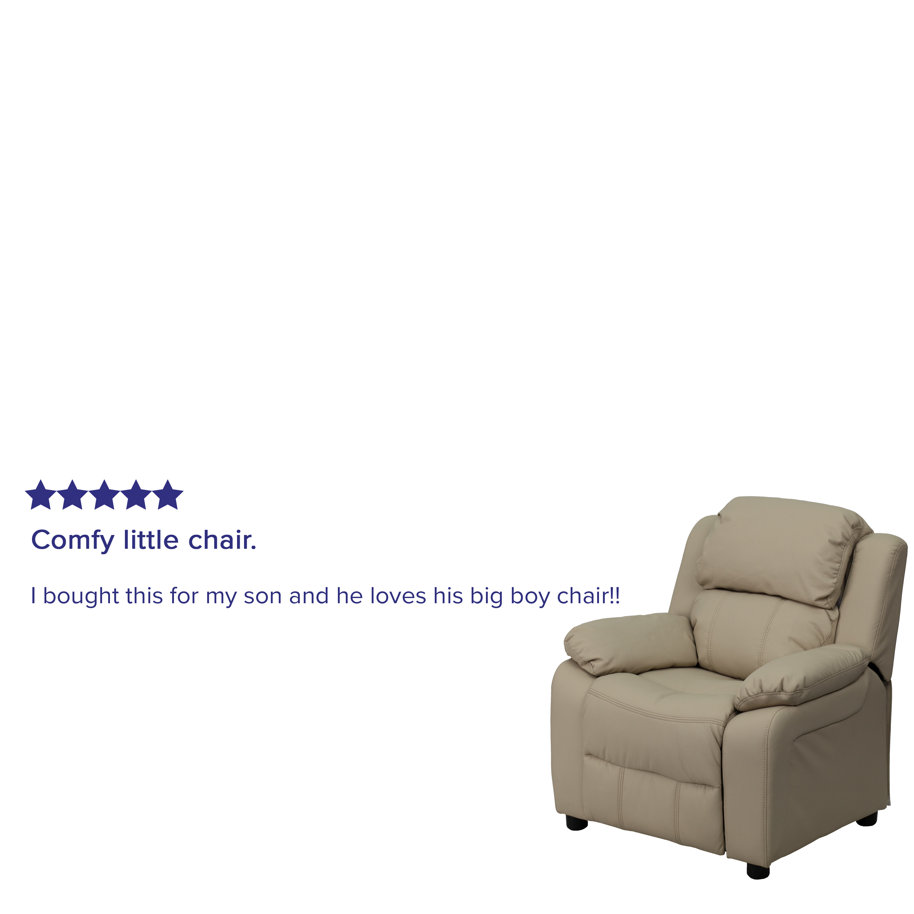 Flash Furniture Deluxe Padded Contemporary Beige Vinyl Kids Recliner with Storage Arms - image 4 of 13