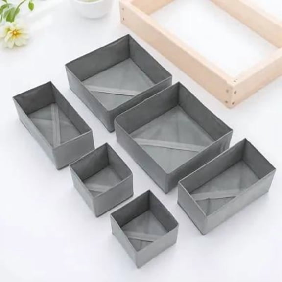 FOMIYES 6Pcs Drawer Organizer Grey PP Plate Clothing Storage Box for Closet Organization