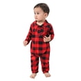 thumbnail image 4 of Christmas Family Matching Pajamas Long Sleeve Red Plaid Cotton Pj Set Festival Party Sleepwear with Button, 4 of 8